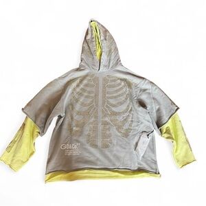 Gunzinii Rhinestone Skeleton Hoodie. Size small. NWT